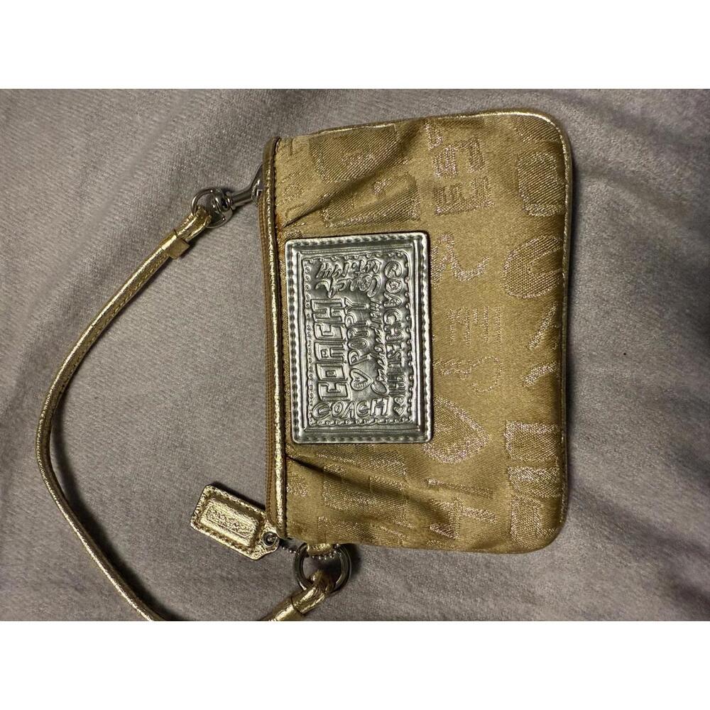 Coach Poppy Metallic Gold Wristlet Silver Patch (circa 2009-2011)